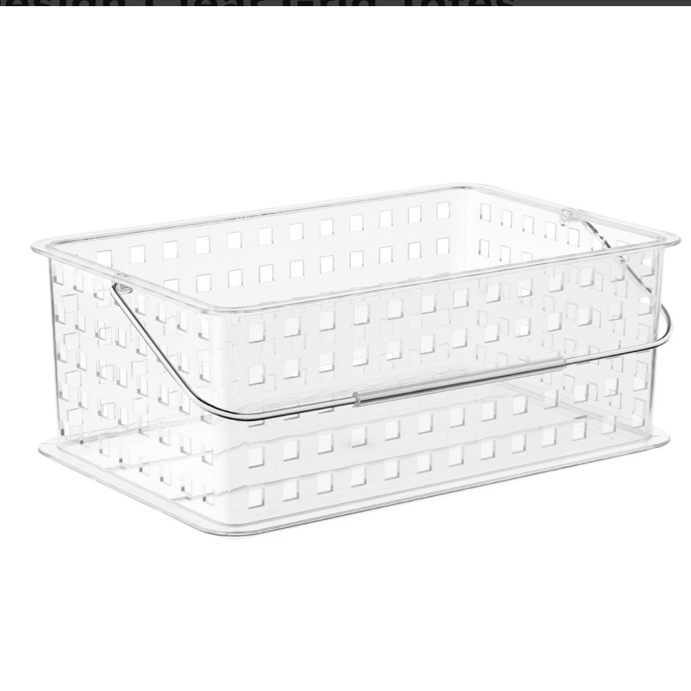 NWT InterDesign Zia Large Stack and Slide Basket. Pink. 14” x 9” x 5”